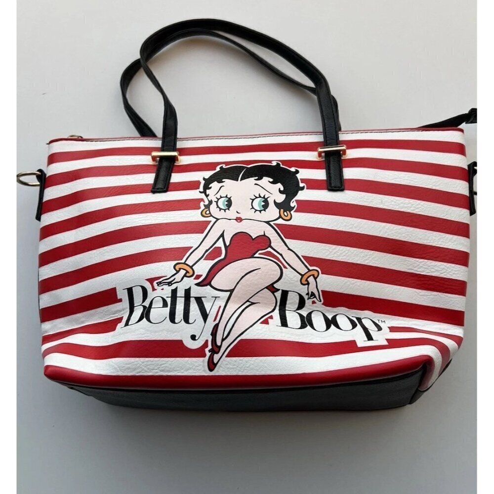 Vintage Betty Boop Women's Ladies Handbag Shoulder Bag Purse Striped Red White